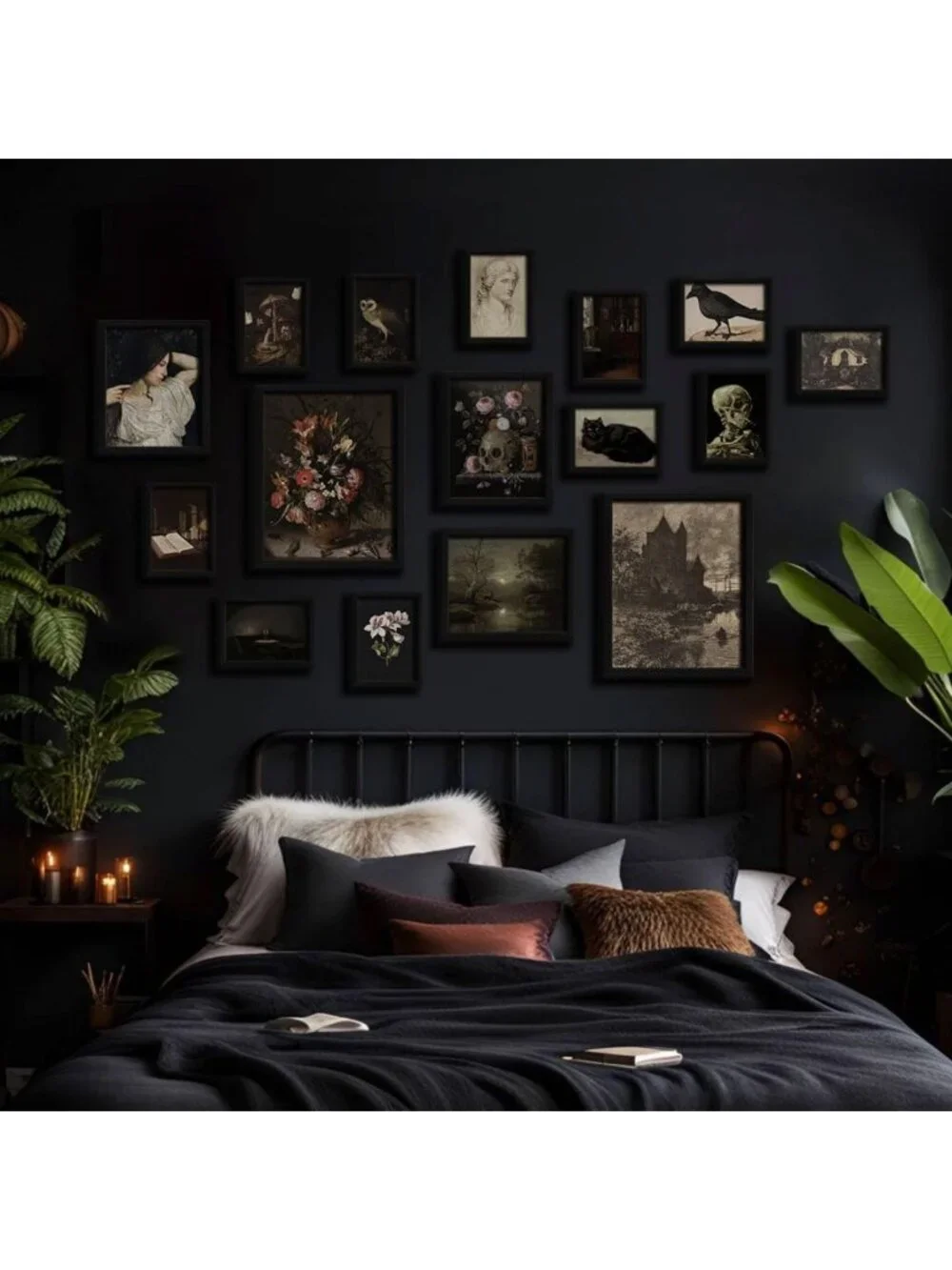 16 PCS Dark Academia Wall Art Set, Gothic Room Decor, Moody Prints for Aesthetic